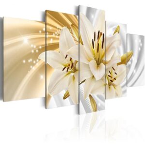 Elegant Lilies 1 - Nature 5 Panel Canvas Art Wall Decor