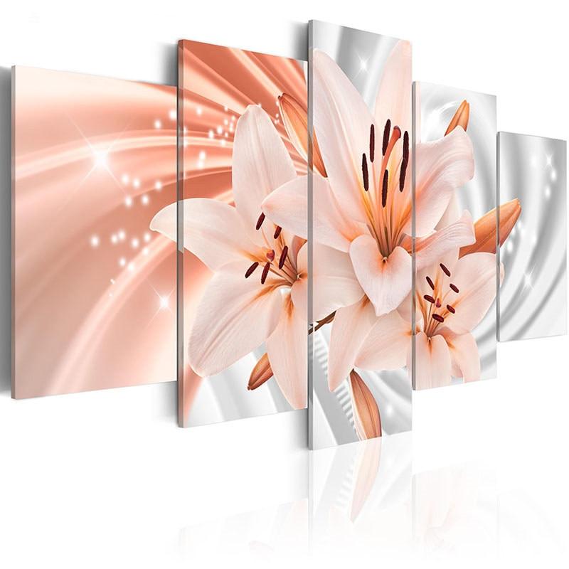 Elegant Lilies 2 - Nature 5 Panel Canvas Art Wall Decor Elegant Lilies 2 - Nature 5 Panel Canvas Art Wall Decor