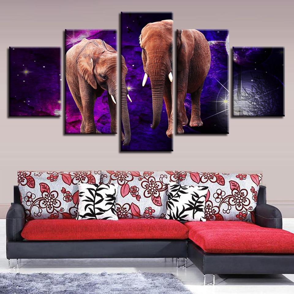 Elephant 21 - Animal 5 Panel Canvas Art Wall Decor Elephant 21 - Animal 5 Panel Canvas Art Wall Decor