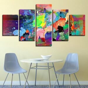 Elephant Color Splash - Abstract Animal 5 Panel Canvas Art Wall Decor