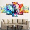 Elephant Colored - Abstract Animal 5 Panel Canvas Art Wall Decor