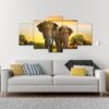 Elephant Couple - Animal 5 Panel Canvas Art Wall Decor