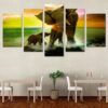 Elephant Family - Animal 5 Panel Canvas Art Wall Decor