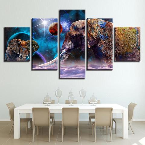 Elephant Galaxy - Abstract Animal 5 Panel Canvas Art Wall Decor Elephant Galaxy - Abstract Animal 5 Panel Canvas Art Wall Decor
