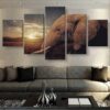 Elephant Gaze Large 1 - Animal 5 Panel Canvas Art Wall Decor