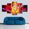 Elephant God Ganesh 1 - Religion 5 Panel Canvas Art Wall Decor