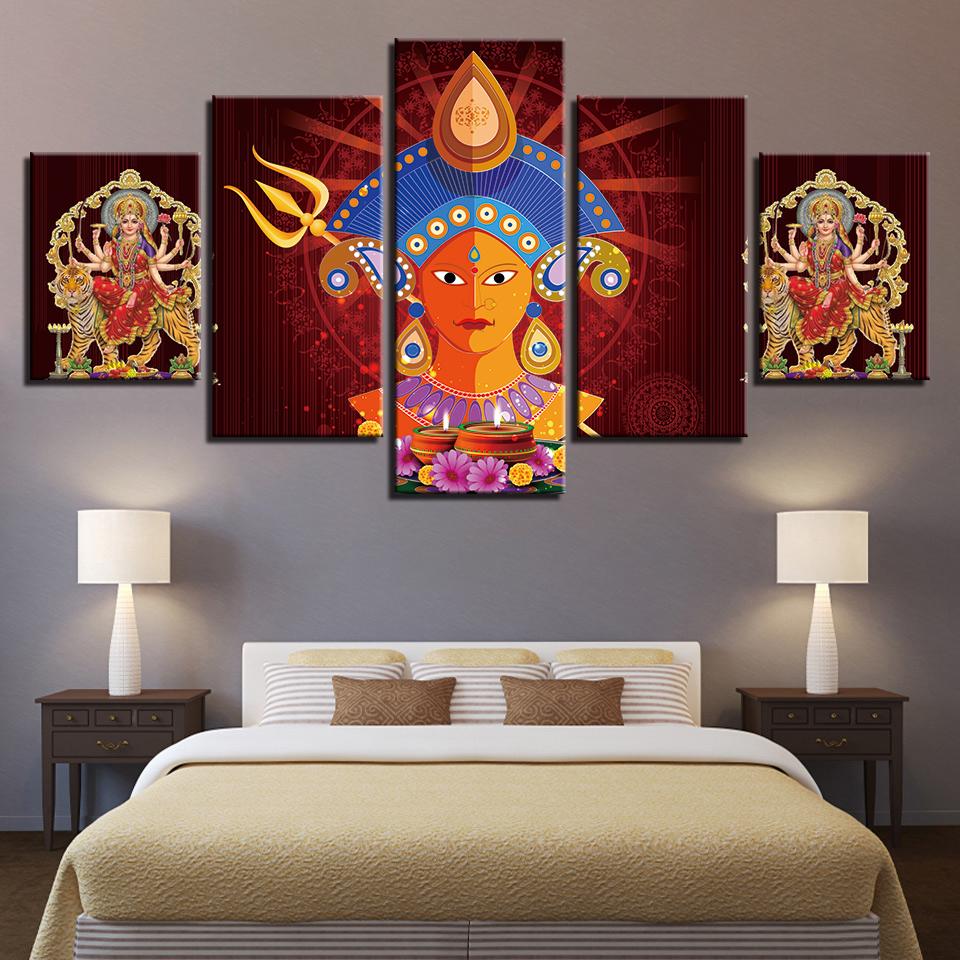 Elephant God Ganesha 5 - Religion 5 Panel Canvas Art Wall Decor Elephant God Ganesha 5 - Religion 5 Panel Canvas Art Wall Decor