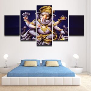 Elephant Head God 02 - Religion 5 Panel Canvas Art Wall Decor