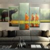 Elephant Monestary - Animal 5 Panel Canvas Art Wall Decor