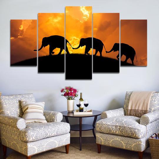 Elephant Parade Around The Globe - Animal 5 Panel Canvas Art Wall Decor Elephant Parade Around The Globe - Animal 5 Panel Canvas Art Wall Decor
