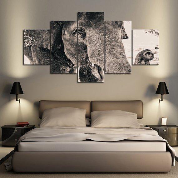 Elephant Peek - Animal 5 Panel Canvas Art Wall Decor Elephant Peek - Animal 5 Panel Canvas Art Wall Decor