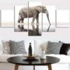 Elephant Reflection - Animal 5 Panel Canvas Art Wall Decor