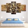 Elephant Trunk God India Ganesha Hindu Religion Golden - Religion 5 Panel Canvas Art Wall Decor