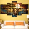 Elephant - Abstract And Animal 5 Panel Canvas Art Wall Decor