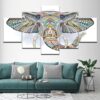 Elephant - Abstract Animal 5 Panel Canvas Art Wall Decor