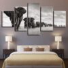 Elephants Group Animal Migration - Animal 5 Panel Canvas Art Wall Decor
