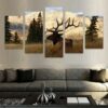 Elk Mountains Wildlife Nature - Animal 5 Panel Canvas Art Wall Decor