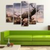 Elk Running - Animal 5 Panel Canvas Art Wall Decor