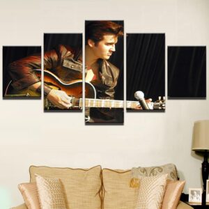 Elvis Guitar Music - Music 5 Panel Canvas Art Wall Decor