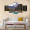 Emerald Lake With Mountain In Yoho National Park - Nature 5 Panel Canvas Art Wall Decor
