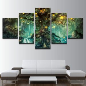 Enchanted Tree - Nature 5 Panel Canvas Art Wall Decor