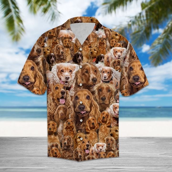 English Cocker Spaniel Hawaiian Shirt Summer Button Up English Cocker Spaniel Hawaiian Shirt Summer Button Up