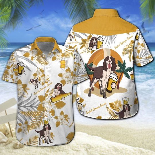 English Springer Spaniel Beer Hawaiian Shirt Summer Button Up English Springer Spaniel Beer Hawaiian Shirt Summer Button Up