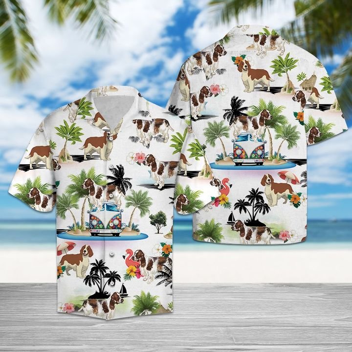 English Springer Spaniel Vacation Hawaiian Shirt Summer Button Up English Springer Spaniel Vacation Hawaiian Shirt Summer Button Up
