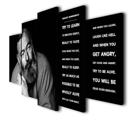 Ernest Hemingway - Famous Person 5 Panel Canvas Art Wall Decor Ernest Hemingway - Famous Person 5 Panel Canvas Art Wall Decor