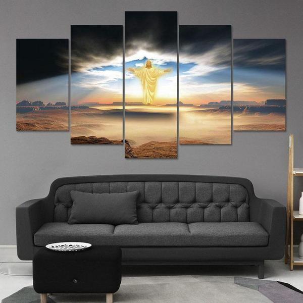 Esus Christ Bright Light - Religion 5 Panel Canvas Art Wall Decor Esus Christ Bright Light - Religion 5 Panel Canvas Art Wall Decor