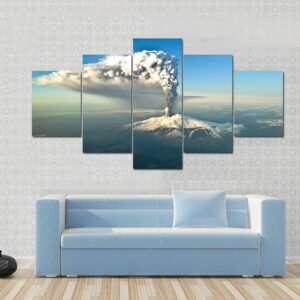 Etna Eruption View - Nature 5 Panel Canvas Art Wall Decor