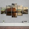 European Building Bridge Natural - Nature 5 Panel Canvas Art Wall Decor