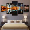 European Building Bridge Night Scene - Nature 5 Panel Canvas Art Wall Decor
