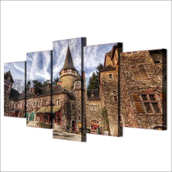 European Castle Vintage 01 - Nature 5 Panel Canvas Art Wall Decor European Castle Vintage 01 - Nature 5 Panel Canvas Art Wall Decor