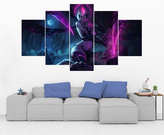 Evelynn - League Of Legends - Gaming 5 Panel Canvas Art Wall Decor Evelynn - League Of Legends - Gaming 5 Panel Canvas Art Wall Decor