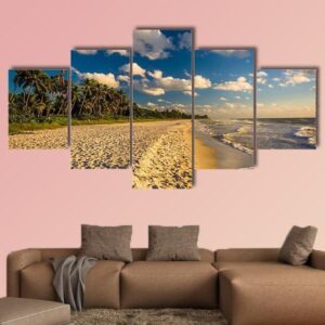 Evening Light At The Beach In Naples - Nature 5 Panel Canvas Art Wall Decor