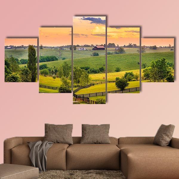 Evening Scene In Kentucky - Nature 5 Panel Canvas Art Wall Decor Evening Scene In Kentucky - Nature 5 Panel Canvas Art Wall Decor