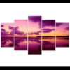 Evening Scenery Purple Sky - Nature 5 Panel Canvas Art Wall Decor