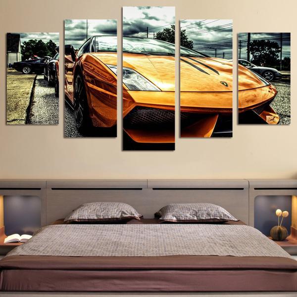 Exotic Orange Tangerine Lamborghini 01 - Automative 5 Panel Canvas Art Wall Decor Exotic Orange Tangerine Lamborghini 01 - Automative 5 Panel Canvas Art Wall Decor