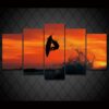Extreme Surfing At Sunset Surf Board Sky - Sport 5 Panel Canvas Art Wall Decor