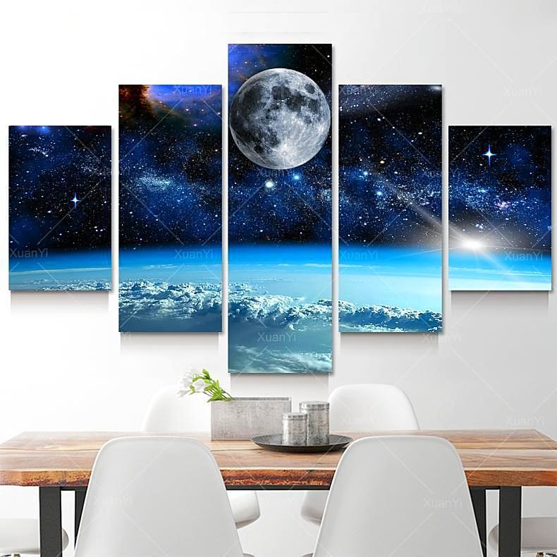 Eye On The Sky - Space Universe 5 Panel Canvas Art Wall Decor (No Frame) Eye On The Sky - Space Universe 5 Panel Canvas Art Wall Decor (No Frame)
