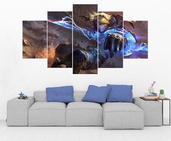 Ezreal - League Of Legends 3 - Gaming 5 Panel Canvas Art Wall Decor Ezreal - League Of Legends 3 - Gaming 5 Panel Canvas Art Wall Decor