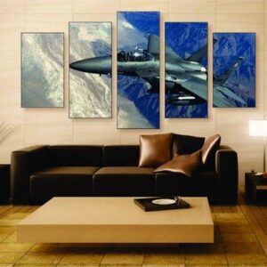 F-15 Fighter Jet - Aircraft 5 Panel Canvas Art Wall Decor