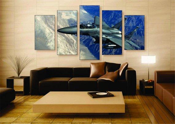 F-15 Fighter Jet - Aircraft 5 Panel Canvas Art Wall Decor F-15 Fighter Jet - Aircraft 5 Panel Canvas Art Wall Decor