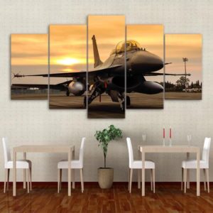 F16 On The Tarmac - Aircraft 5 Panel Canvas Art Wall Decor