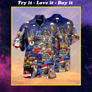 Fa La La Llama And Merry Christmas Full Printing Hawaiian Shirt