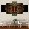 Faces Of Buddha - Religion 5 Panel Canvas Art Wall Decor