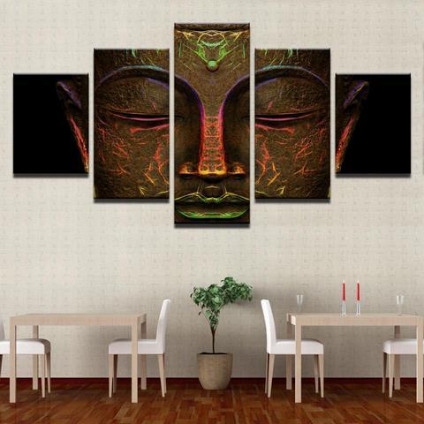 Faces Of Buddha - Religion 5 Panel Canvas Art Wall Decor Faces Of Buddha - Religion 5 Panel Canvas Art Wall Decor