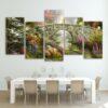 Fairy Land With Bridge Landscape - Nature 5 Panel Canvas Art Wall Decor