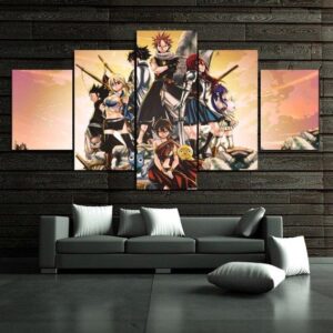 Fairy Tail Japanese - Anime 5 Panel Canvas Art Wall Decor
